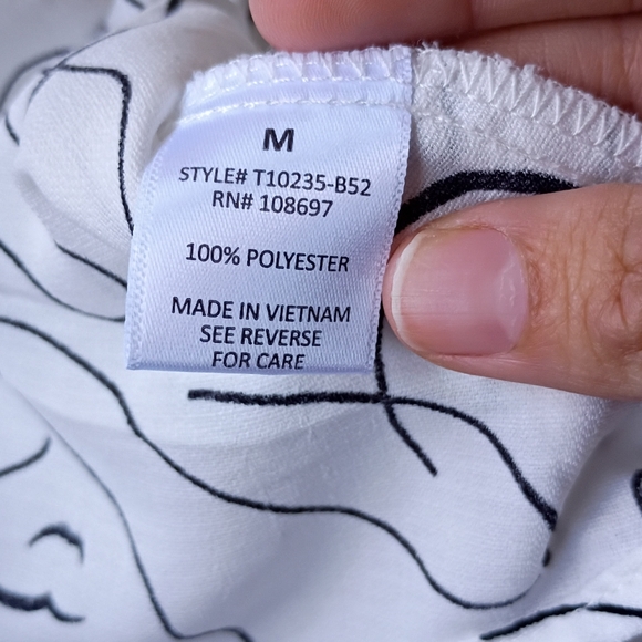 Sweet Rain Abstract Art Print Tie Waist Tunic Blouse Flutter Sleeve V-Neck M - Picture 15 of 16